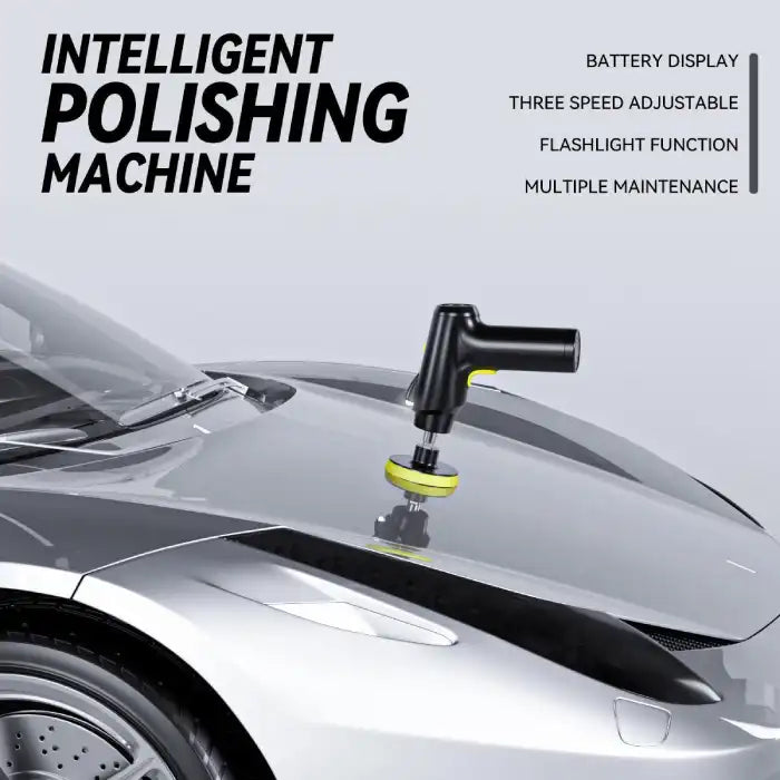 Wireless Car Polisher Gun operating on sleek silver car with multi-speed and flashlight features
