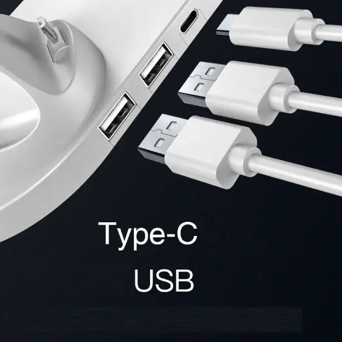 Wireless fast charging station with USB and Type-C ports for flexible charging options