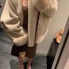 womens faux fur coat close up showing ultra soft texture plush sleeves and warm premium fabric for winter comfort