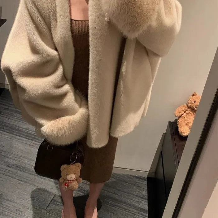 womens faux fur coat close up showing ultra soft texture plush sleeves and warm premium fabric for winter comfort