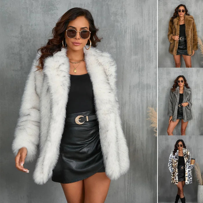 Womens Faux Fur Coat collection showcasing gray brown and leopard styles designed for trendy winter outfits and versatile wear