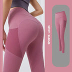 Yoga Legging with Pocket in rose pink with mesh panels and high-waist design for workouts.