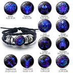 Zodiac Sign Bracelet collection with glowing astrology symbols displayed in a circular layout, offering mystical personalized jewelry style.